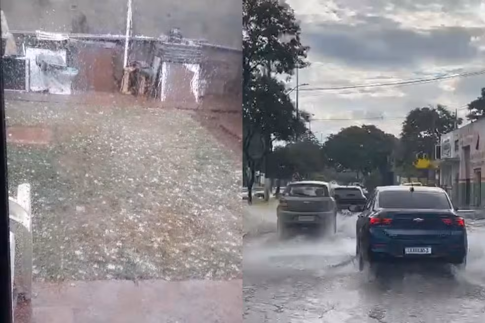TEMPESTADE ATINGE DOURADOS COM CHUVA FORTE, VENTOS E QUEDA DE GRANIZO